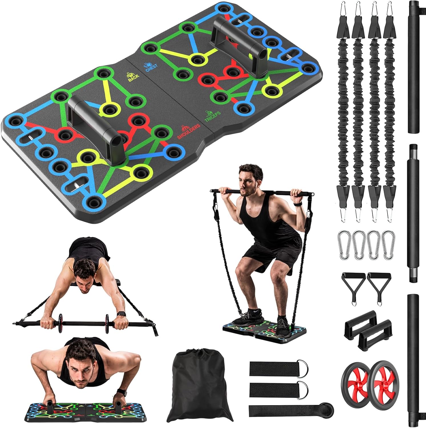 AERLANG Push Up Board, Portable Multi-Function Foldable 10 in 1 Push Up Bar