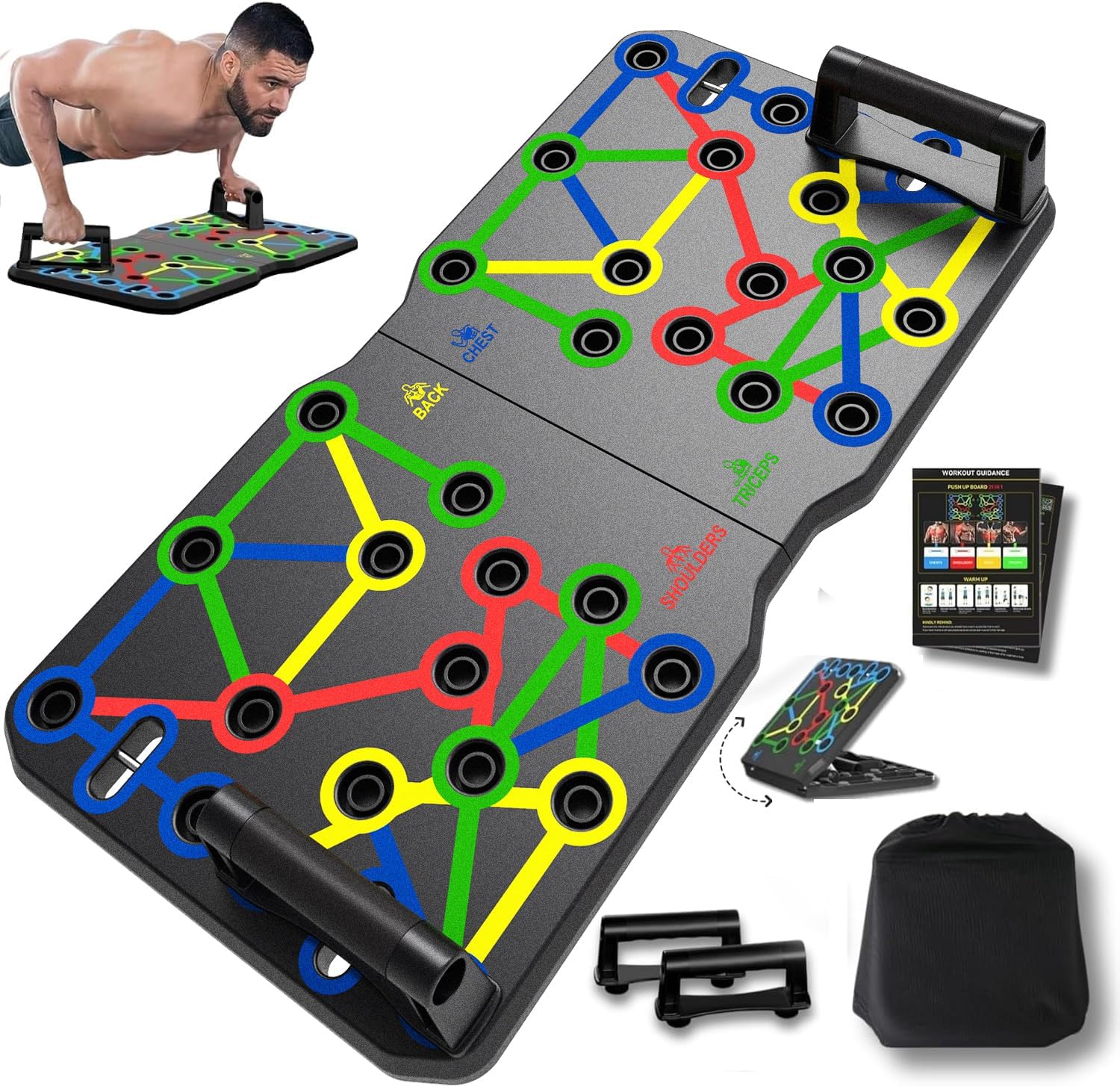 AERLANG Push Up Board, Portable Multi-Function Foldable 10 in 1 Push Up Bar